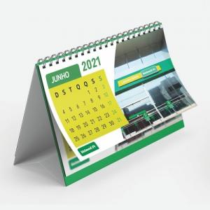 Calendário de Mesa com Wire-0/ 24 paginas Base 4x0 Triplex 300g    Corte Reto- Miolo 150g / 4x4- com Wire-0