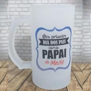 Caneca Vidro Chopp Jateada- 475 ml Jateada Altura; 15 cm - Largura; 8 cm- Comprimento; 11 cm-   Estampa somente na frente 